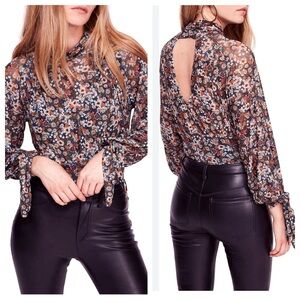 Free People All Dolled Up Printed Blouse